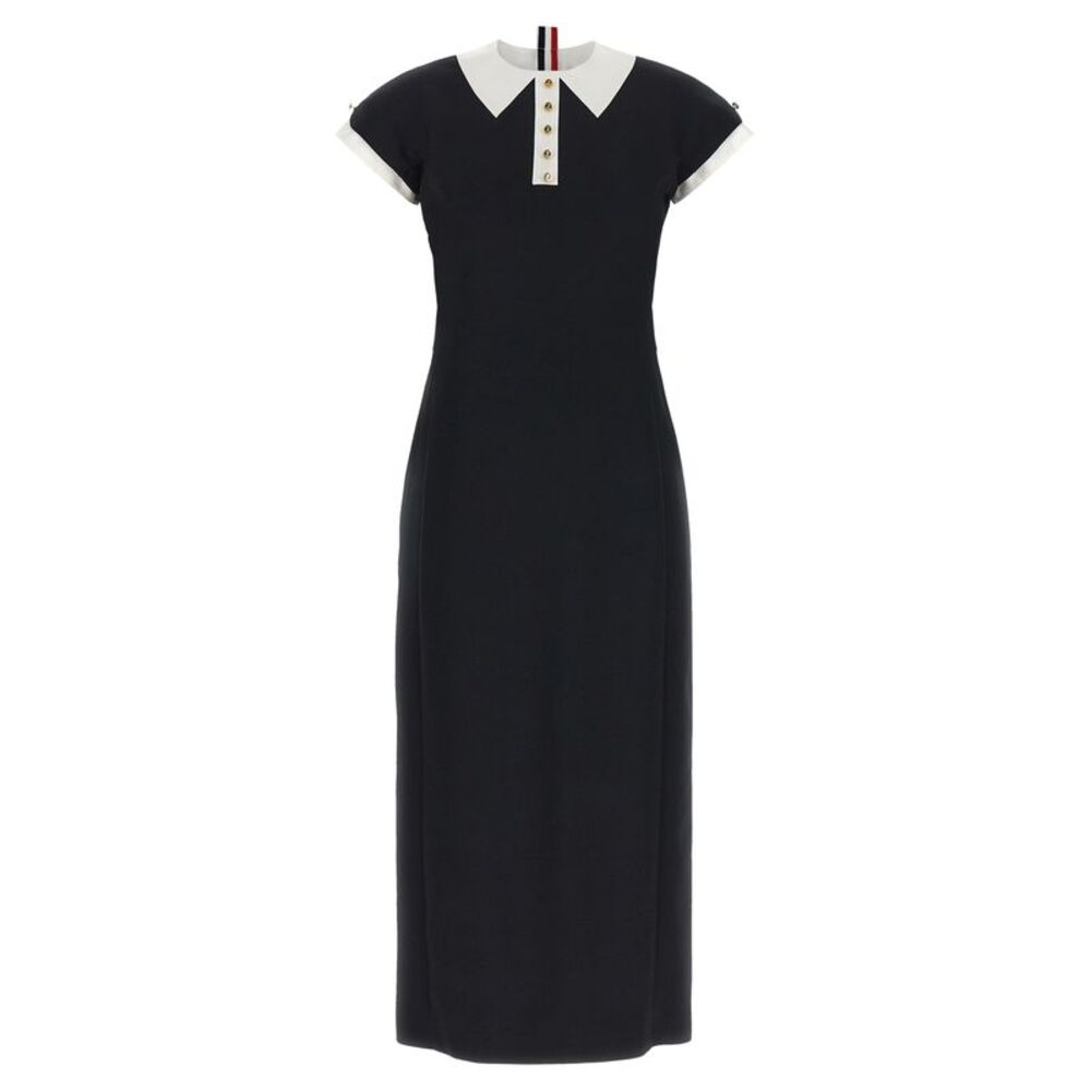 Thom Browne Blue Virgin Wool Midi Women's Dress